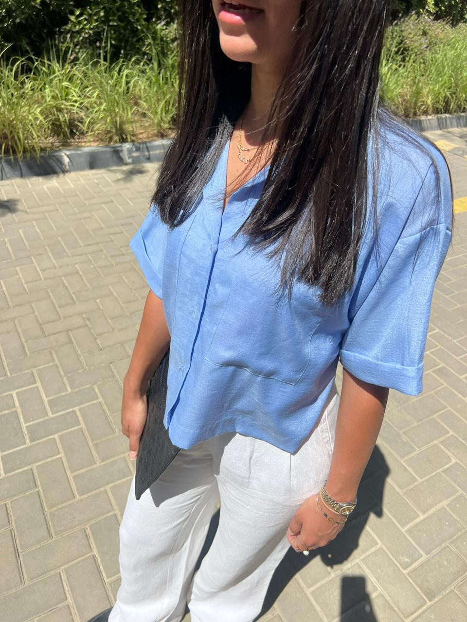 Cropped Shirt - Linen Blend