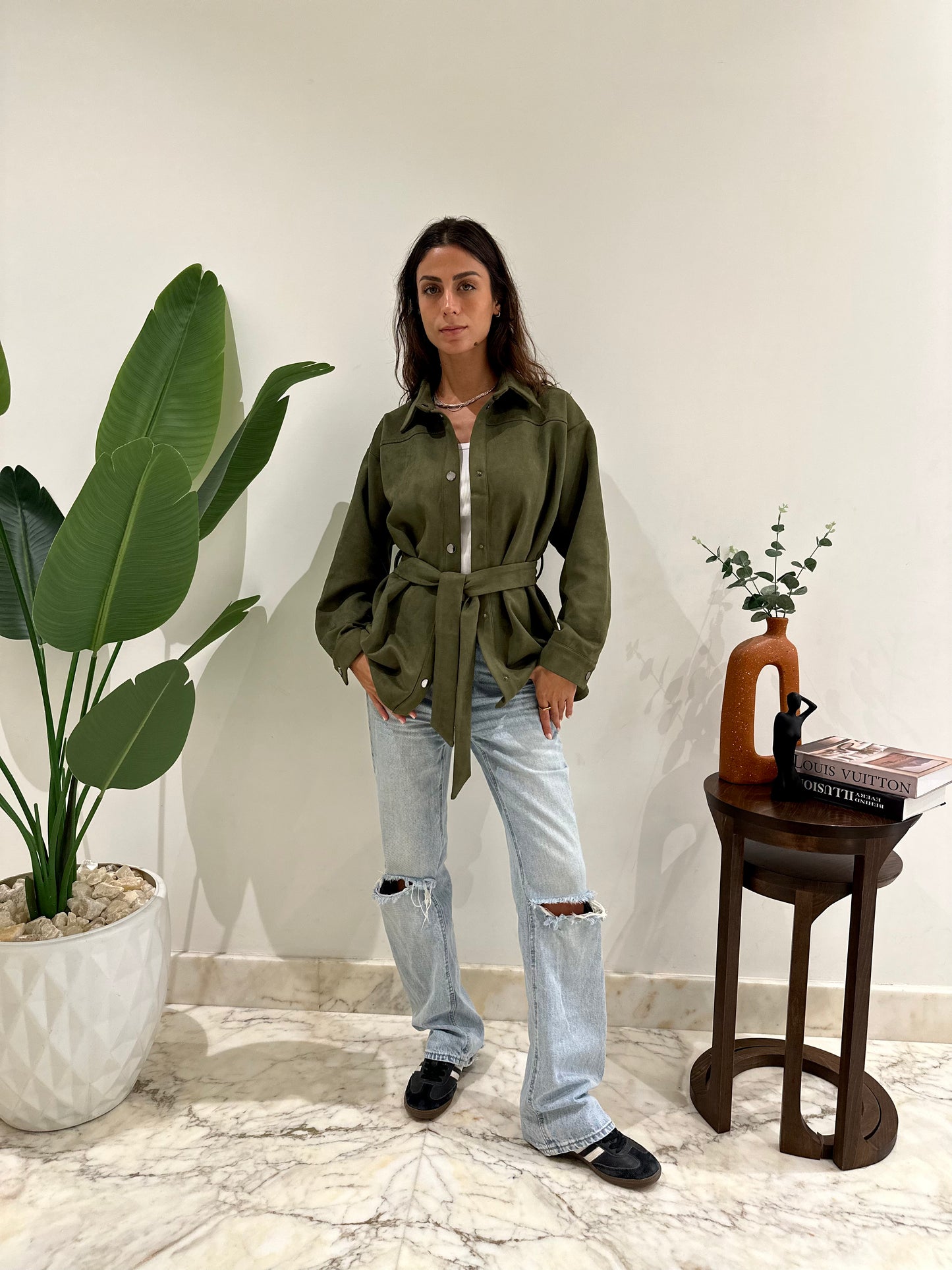 Suede Jacket - Olive
