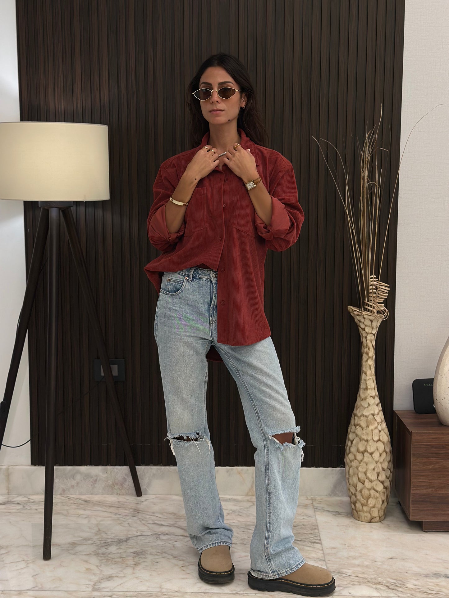 Velvet Everyday Shirt - Burgundy