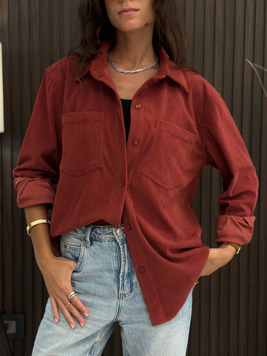 Velvet Everyday Shirt - Burgundy