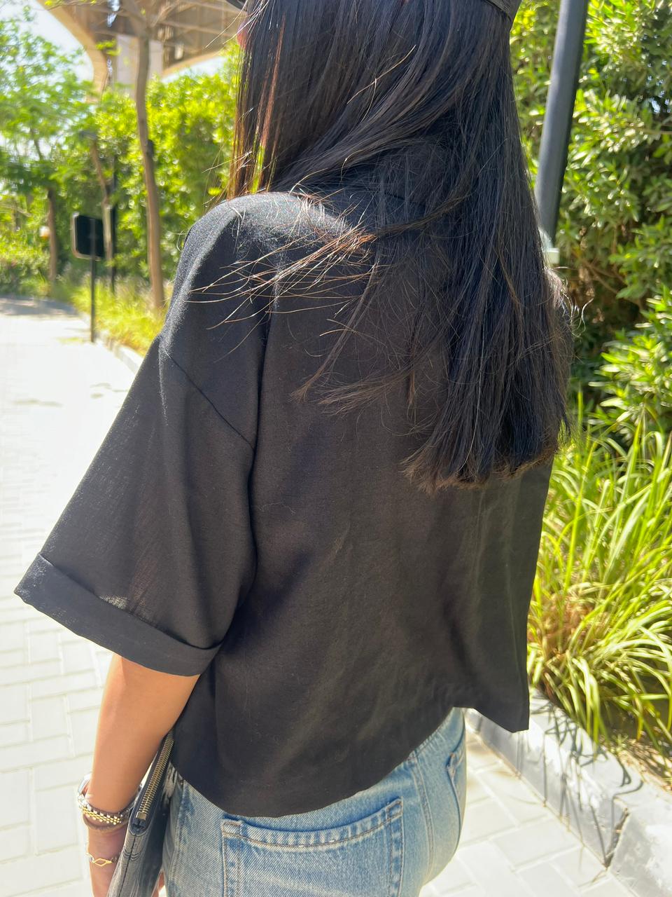 Cropped Shirt - Linen Blend