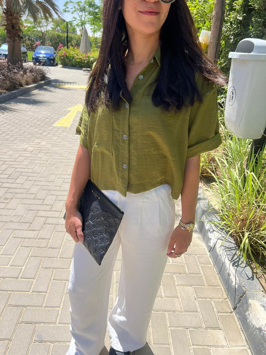 Cropped Shirt - Linen Blend